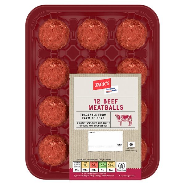 Jack's 12 Beef Meatballs 336g (4 x 336g) - Honesty Sales
