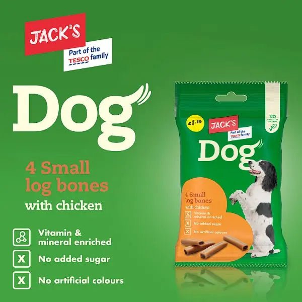 Jack's 4 Dog Small Log Bones with Chicken 180g (Case of 14) - Honesty Sales