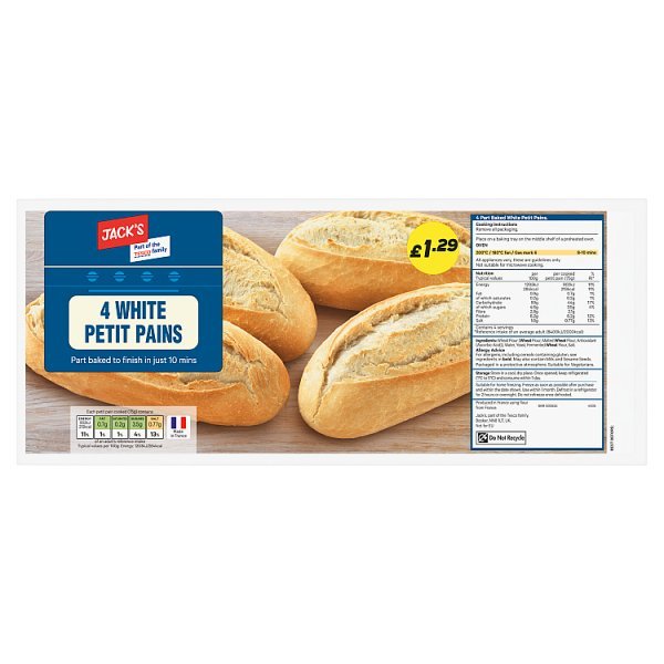 Jack's 4 White Petit Pains (1 x 4pk) - Honesty Sales
