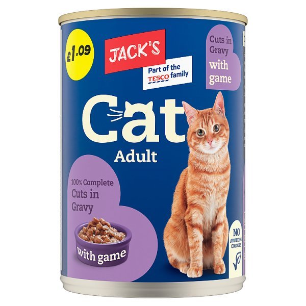 Jack's Adult Cat 100% Complete Cuts in Gravy with Game 415g (Case of 12) - Honesty Sales