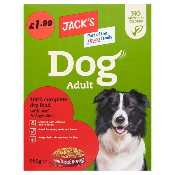 Jack's Adult Dog Food with Beef & Veg 950g (Case of 5) - Honesty Sales