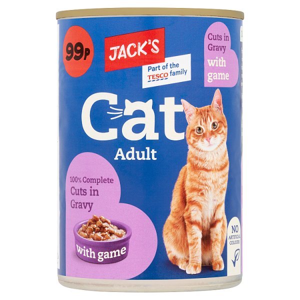 Jack's Cat Adult 100% Complete Cuts in Gravy with Game 415g (Case of 12) - Honesty Sales