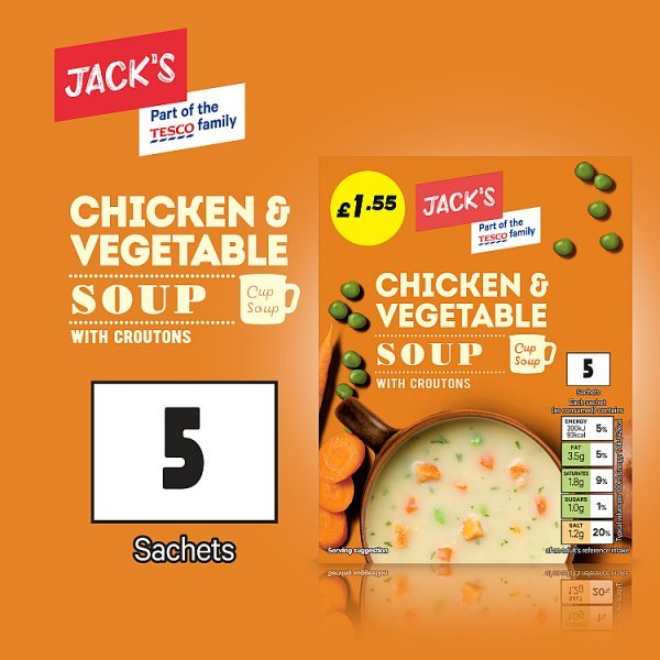 Jacks Chicken and Vegetable Cup Soup with Croutons 110g (Case of 7) - Honesty Sales