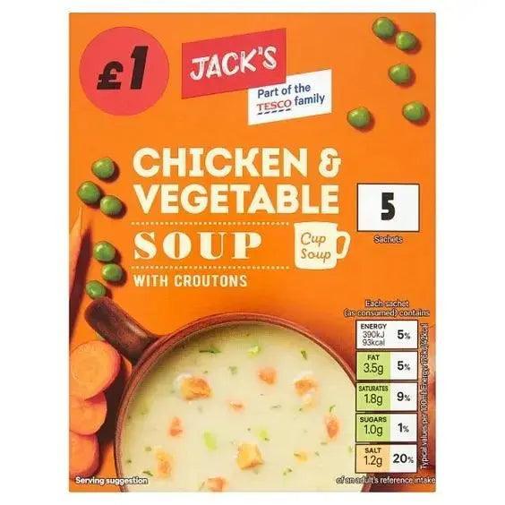 Jacks Chicken and Vegetable Cup Soup with Croutons 110g  (Case of 7) - Honesty Sales