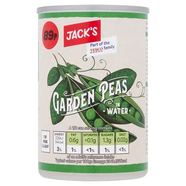 Jack's Garden Peas in Water 300g (Case of 12) - Honesty Sales