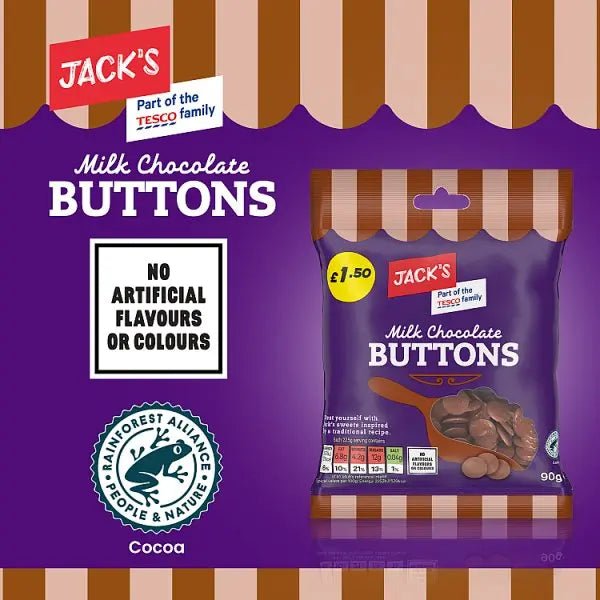 Jack's Milk Chocolate Buttons 90g (Case of 11) - Honesty Sales