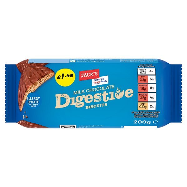 Jack's Milk Chocolate Digestive Biscuits 200g (12 x 200g) - Honesty Sales