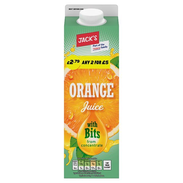 Jack's Orange Juice with Bits 1 Litre (6 x 1ltr) - Honesty Sales