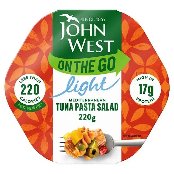 John West on the Go Light Mediterranean Tuna Pasta Salad 220g (Case of 6) - Honesty Sales