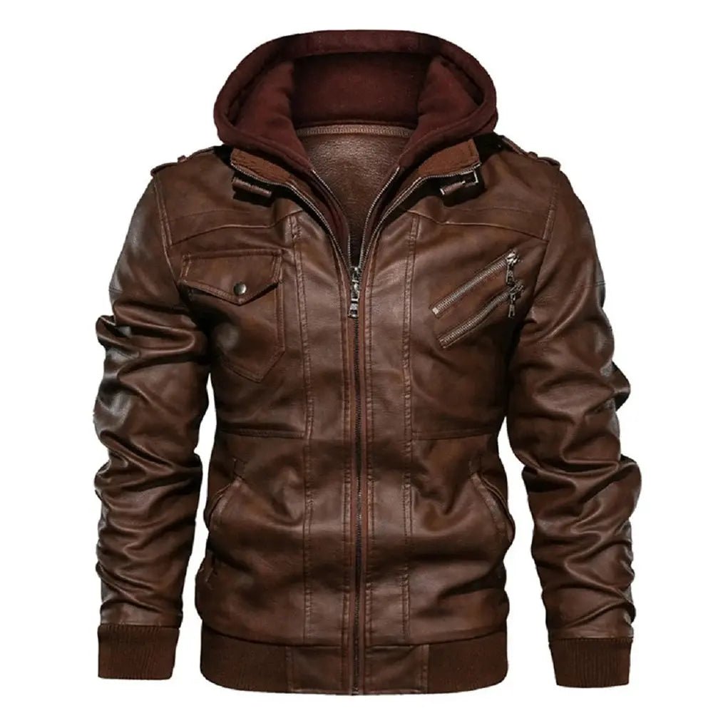 KB Men’s Leather Motorcycle Jacket – Autumn Casual PU Biker Coat - Honesty Sales