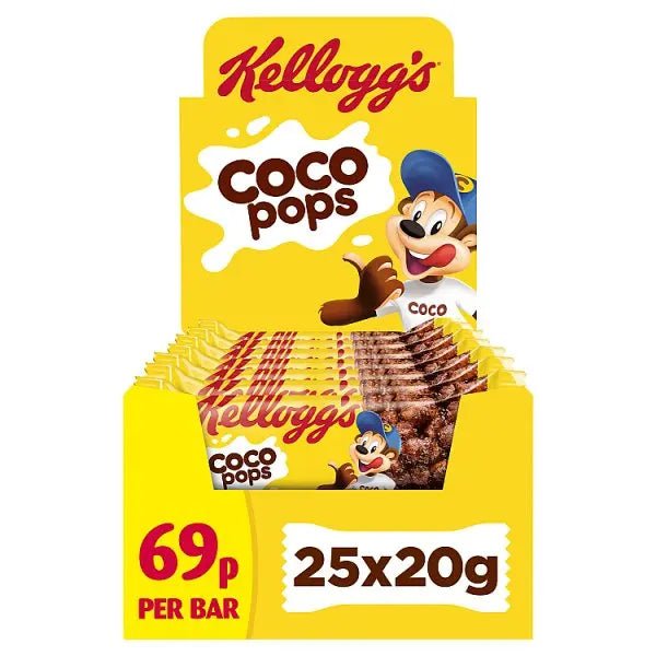 Kellogg's Coco Pops Cereal Snack Bar 20 x 20g (Case of 25) - Honesty Sales