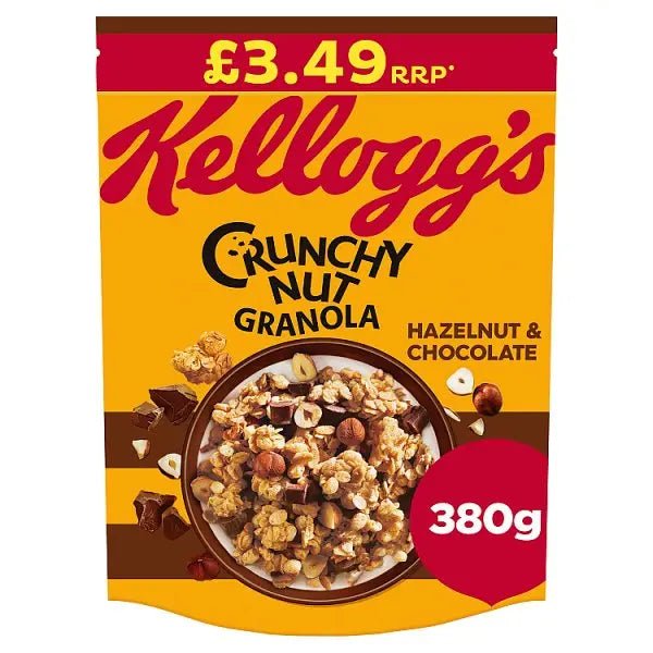 Kellogg's Hazelnut & Chocolate Crunchy Nut Granola 6x380g (Case of 6) - Honesty Sales