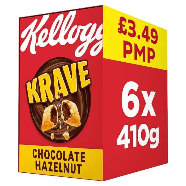 Kellogg's Krave Chocolate Hazelnut Breakfast Cereal 6 x 410g (Case of 6) - Honesty Sales