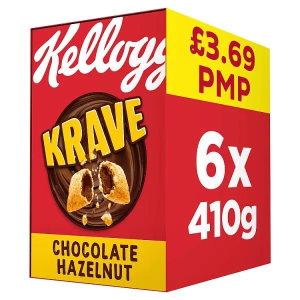 Kellogg's Krave Chocolate Hazelnut Breakfast Cereal 6x410g (Case of 6) - Honesty Sales