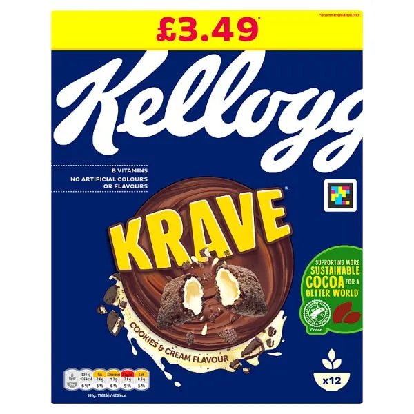 Kellogg's Krave Cookies & Cream Breakfast Cereal 6 x 375g (Case of 6) - Honesty Sales