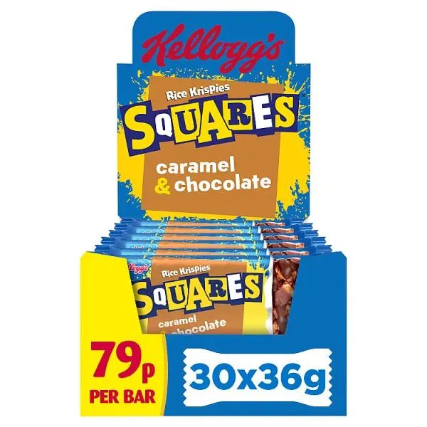 Kellogg's Rice Krispies Squares Caramel & Chocolate Snack Bar 30 x 36g (Case of 30) - Honesty Sales