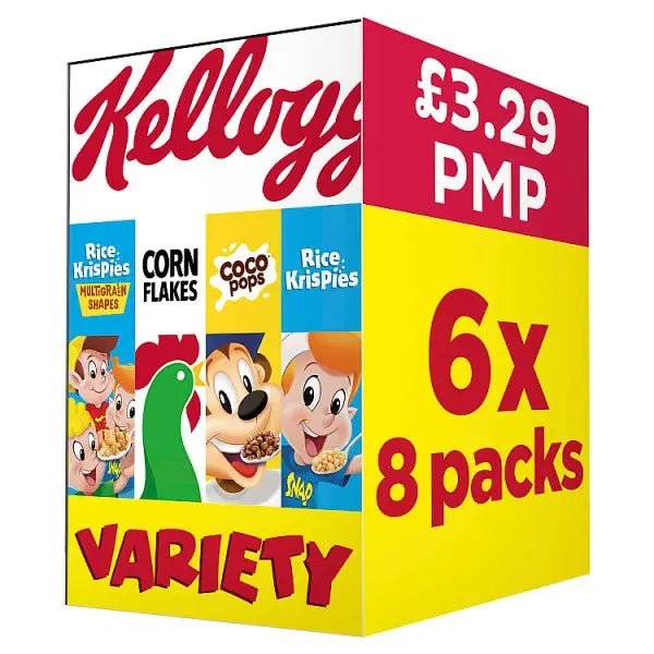 Kellogg's Variety Pack Breakfast Cereal 6x8 pack (196g) (Case of 6) - Honesty Sales