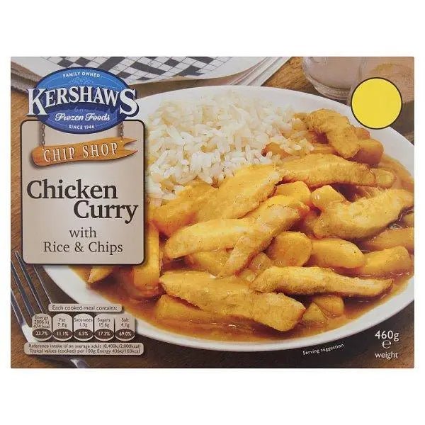 Kershaws Chip Shop Chicken Curry with Rice & Chips 460g - Honesty Sales
