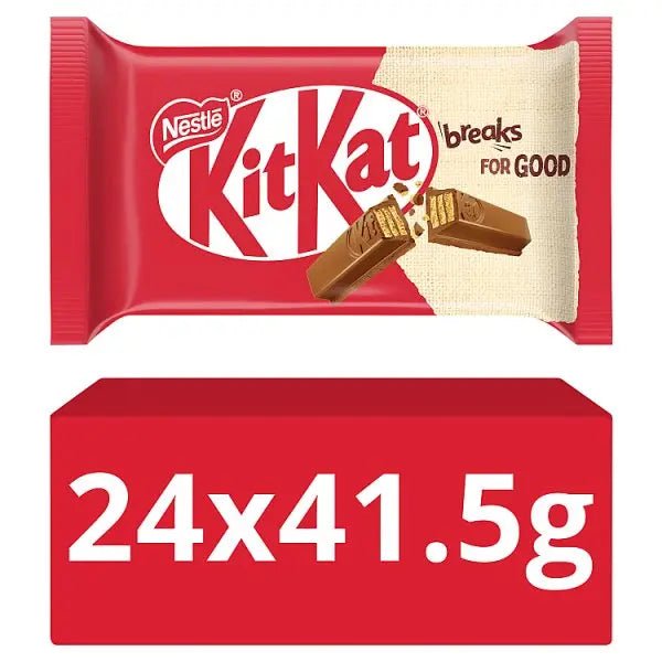 KitKat 4 Finger Milk Chocolate Biscuit Bar 41.5g (Case of 24) - Honesty Sales