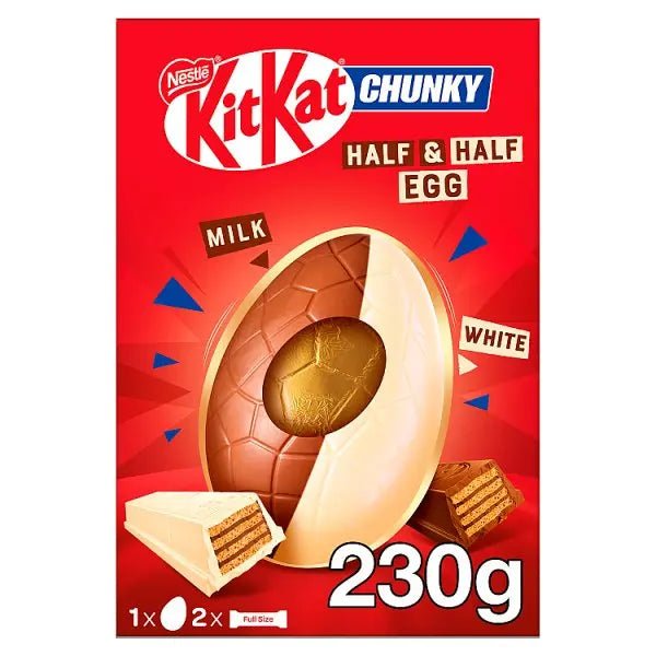 KitKat Chunky Milk & White Chocolate Giant Easter Egg 230g (Case of 4) - Honesty Sales