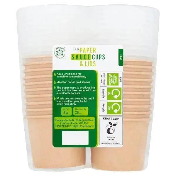 Kraft 2oz Paper Sauce Cups & Lids 20 Pieces - Honesty Sales