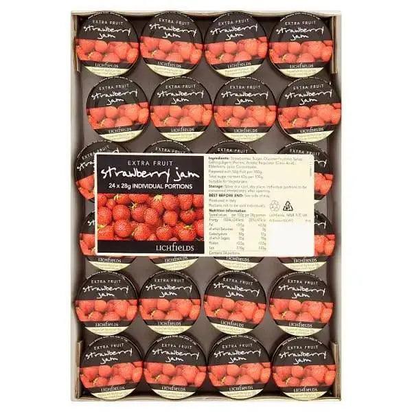Lichfields Extra Fruit Strawberry Jam 24 x 28g - Honesty Sales