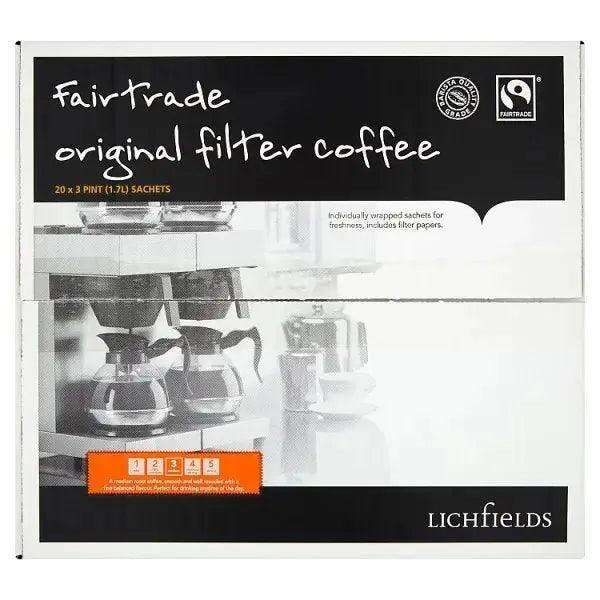 Lichfields Fairtrade Original Filter Coffee 20 x 65g - Honesty Sales