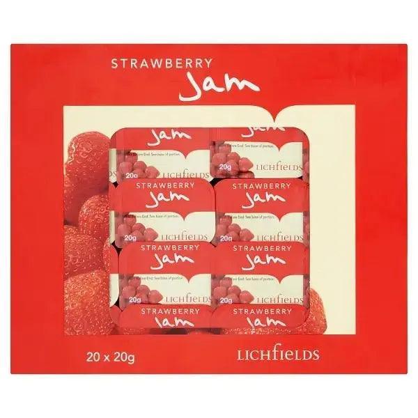 Lichfields Strawberry Jam Individual Portions 20 x 20g - Honesty Sales