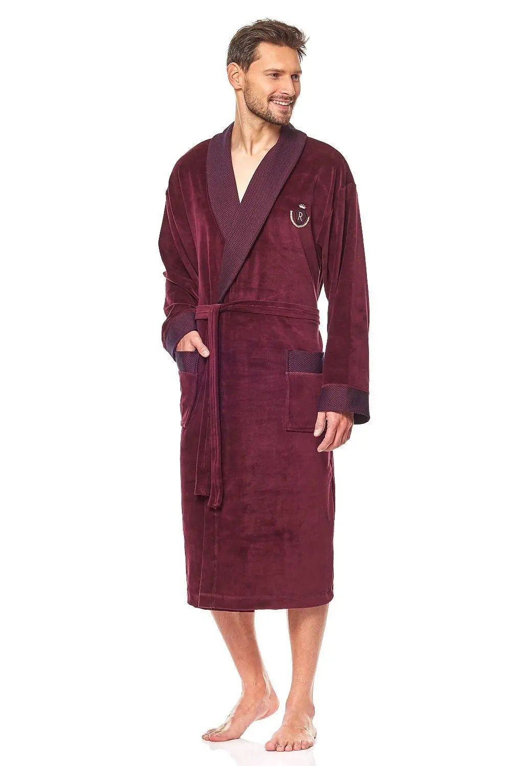 L&L collection burgundy colour men's bathrobe - Honesty Sales