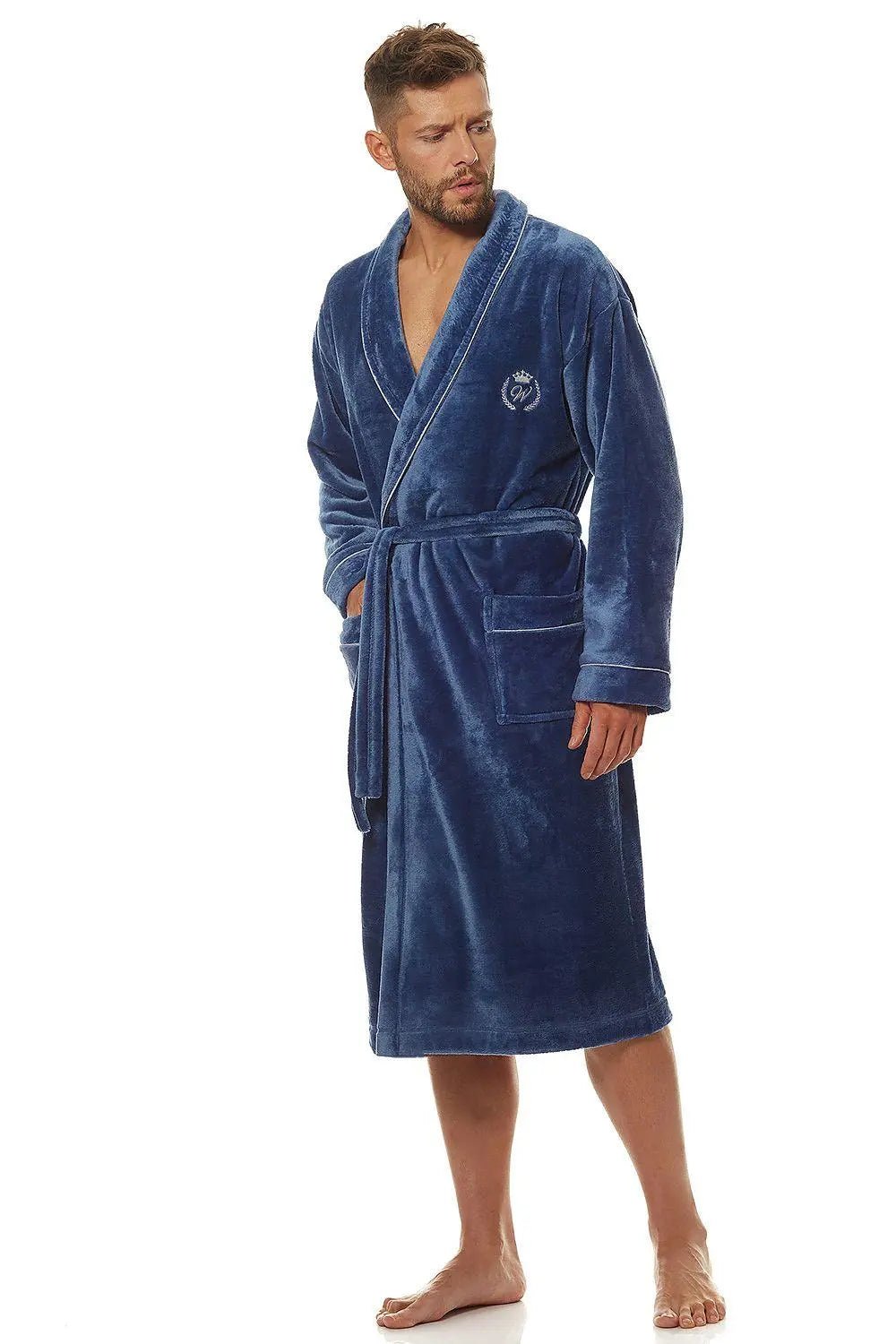 L&L collection classic men's bathrobe soft soft knit fabric - Honesty Sales