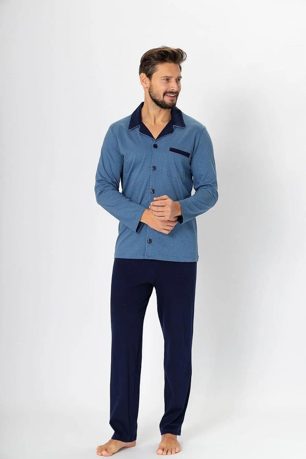 M-Max fine pattern unbuttoned men's pajamas - Honesty Sales