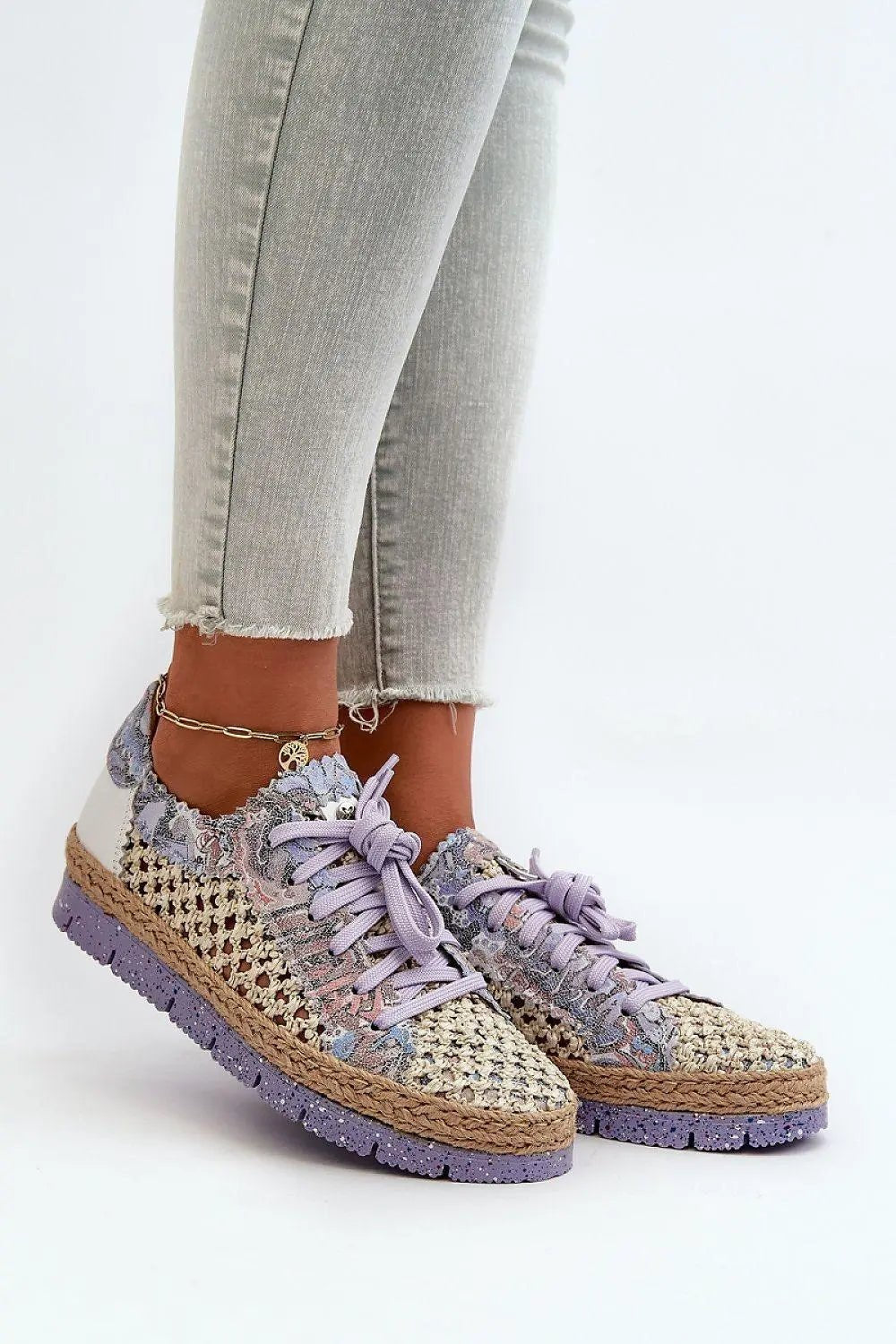 Maciejka Women’s Leather Half-Shoes – Elegant Design with Plaid Detail - Honesty Sales