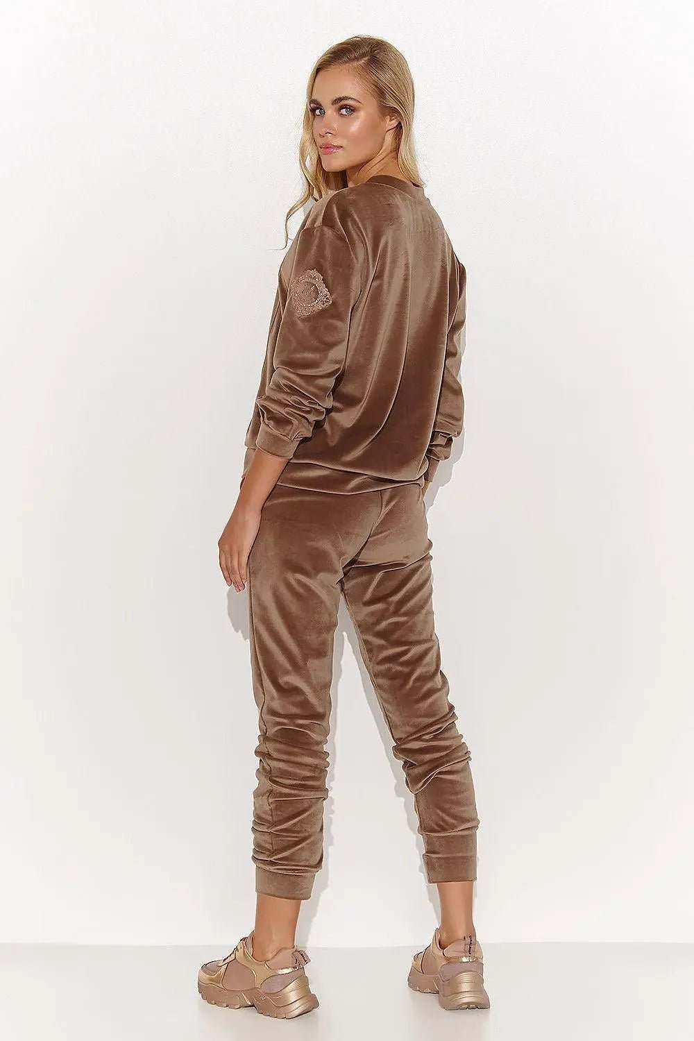 Makadamia elegant and feminine velour knit tracksuit - Honesty Sales