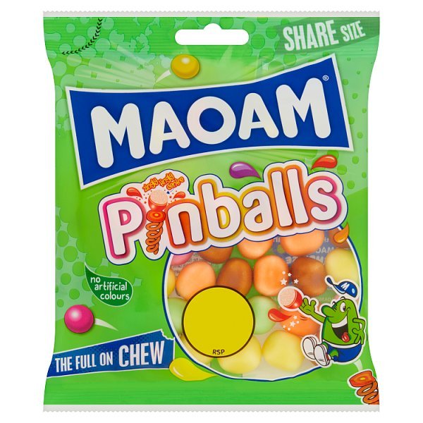 MAOAM Pinballs Fruit & Cola Flavour Chewy Sweets Sharing Bag 140g (14 x 140g) - Honesty Sales