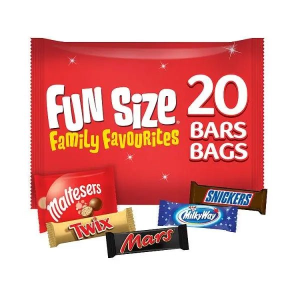 Mars, Snickers, Twix, Maltesers & Milky Way Funsize Milk Chocolate Bars 20 packs (Case of 12) - Honesty Sales