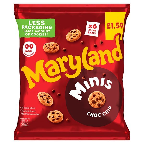 Maryland 6 Minis Choc Chip 118.8g (10 x 118.8g) - Honesty Sales