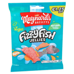 Maynards Bassetts Fizzy Fish Sweets Bag 130 (Case of 12) - Honesty Sales