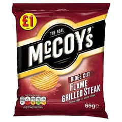 McCoy's Flame Grilled Steak Flavour Ridge Cut Potato Crisps 65g (Case of 16) - Honesty Sales