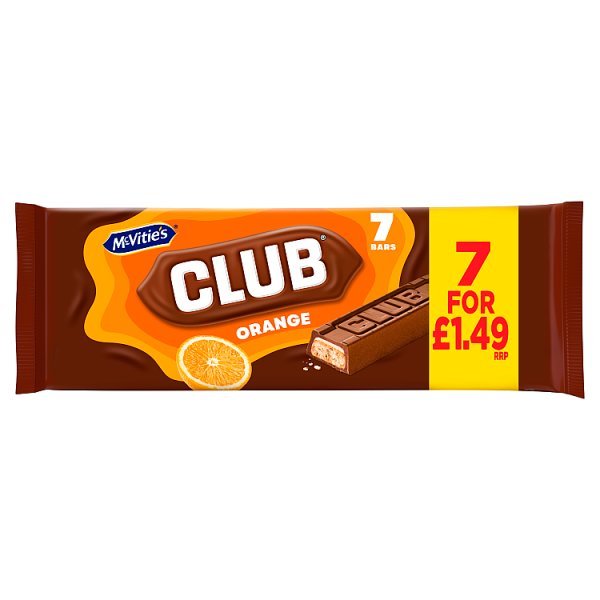 McVitie's Club Orange Bars 7 x 22g (154g) (12 x 154g) - Honesty Sales