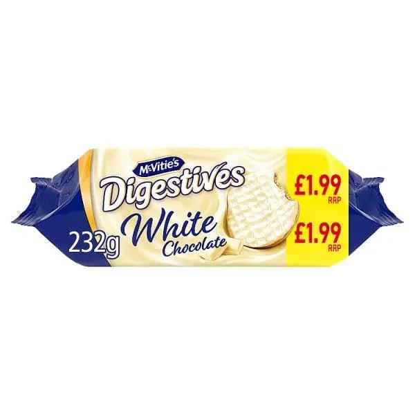 McVitie's White Chocolate Digestive Biscuits 232g (Case of 12) - Honesty Sales