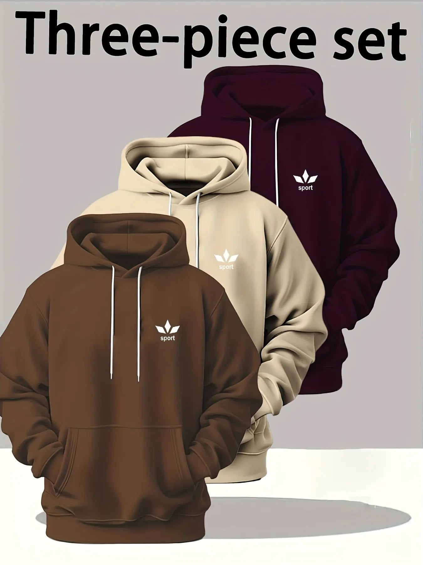 Men’s 3 - Pack Heavyweight Hoodies – Casual Pullover Streetwear with Front Pocket - Honesty Sales