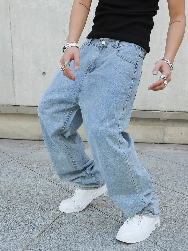 Men's Baggy Oversized Jeans – Y2K Wide - Leg Streetwear Denim - Honesty Sales