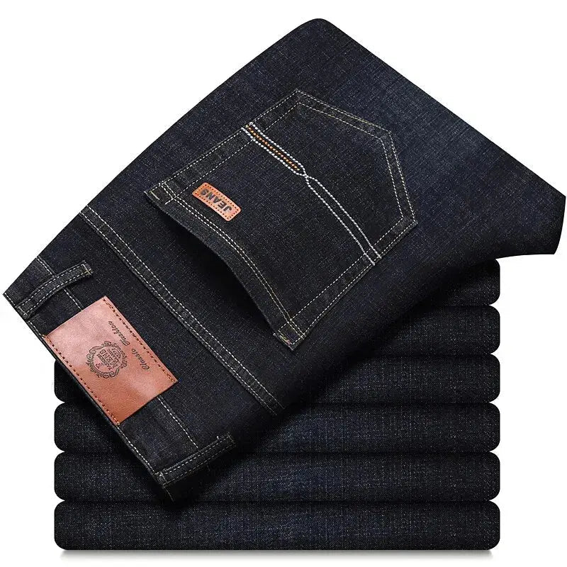 Men's Classic Biker Denim Jeans – Soft Black, Sizes 32 - 38 - Honesty Sales
