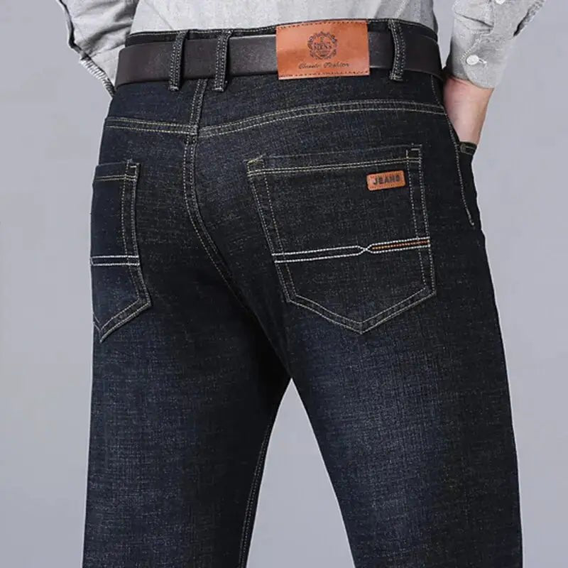 Men's Classic Biker Denim Jeans – Soft Black, Sizes 32 - 38 - Honesty Sales