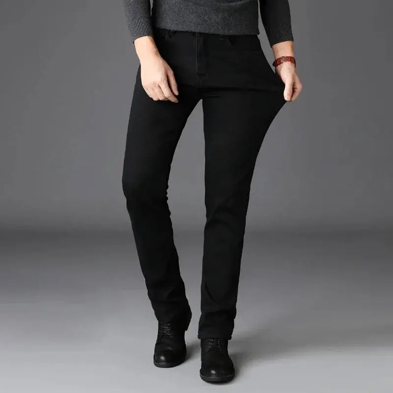 Men’s Classic Black Biker Jeans – Soft Stretch Denim Pants - Honesty Sales