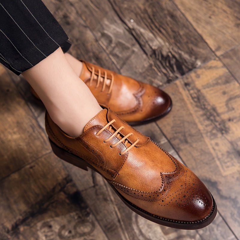 Men’s Classic Brogue Oxford Lace - Up Shoes – PU Upper, Cushioned Insole, Rubber Sole - Honesty Sales