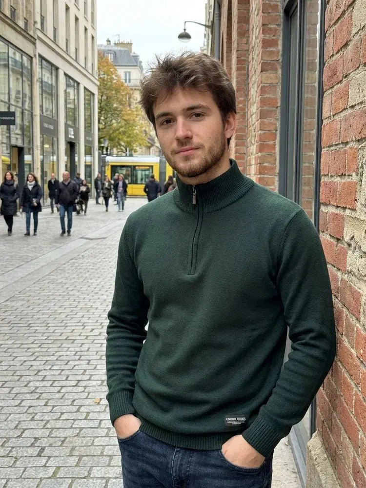 Men’s Cotton Mock Neck Sweater – Slim Fit Autumn/Winter Pullover - Honesty Sales