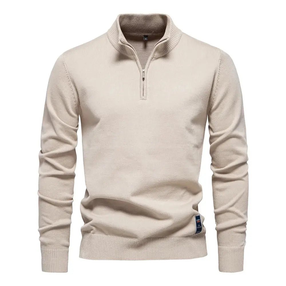 Men’s Cotton Mock Neck Sweater – Slim Fit Autumn/Winter Pullover - Honesty Sales
