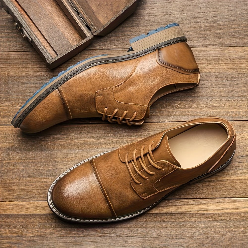 Men's Derby Shoes PU Casual Business Vintage Men's Shoes - Honesty Sales