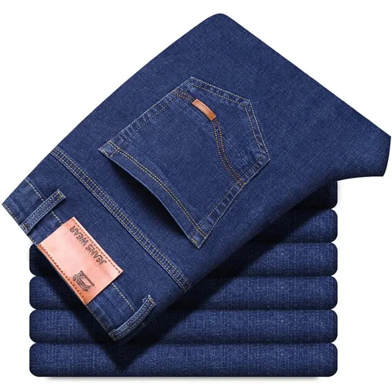 Men's Fashion Business Jeans – Classic Stretch Slim Denim (Black/Blue) - Honesty Sales
